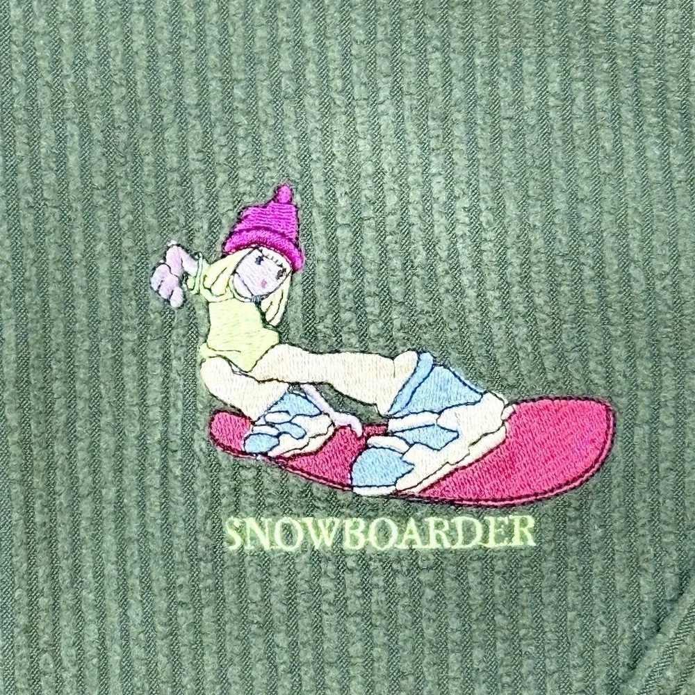VTG‎ Y2K Kids For Kids Snowboarder Hoodie Green Zip Jacket Girls Size 6 2000s